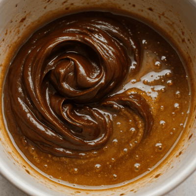 油とチョコレートが分離している様子